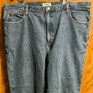 LL Bean Jean Mens 44x29 Flannel Lined Denim Light Wash Classic Fit